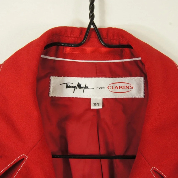 Vintage Thierry Mugler x Clarins Red Blazer Jacket Skirt Set - Picture 8 of 8